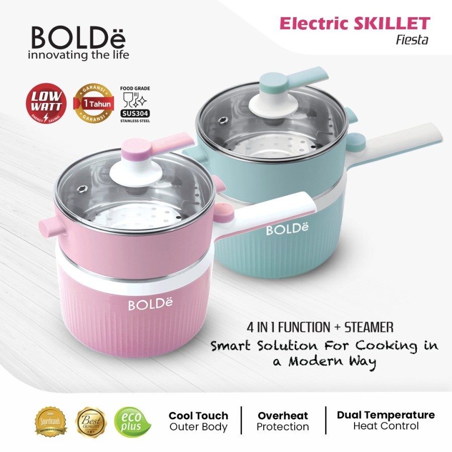 Bolde Electric Skillet Fiesta Panci Masak Steamer Serbaguna 1,2 L