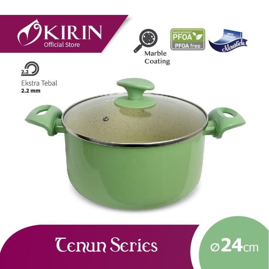 Kirin Stock Pot Sauce Pan Tenun 24cm Teflon classic Panci Tutup