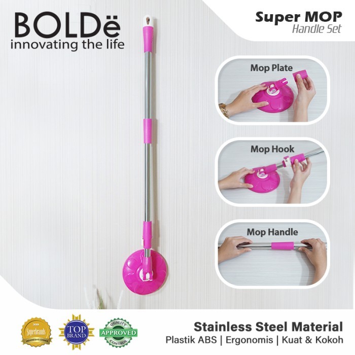 BOLDe Handle sets Super MOP Pengganti Tongkat Pel - Pink TNG