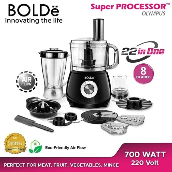 BOLDe Super Food Processor Olympus 8 Blades + 3 Plastic Jar TNG