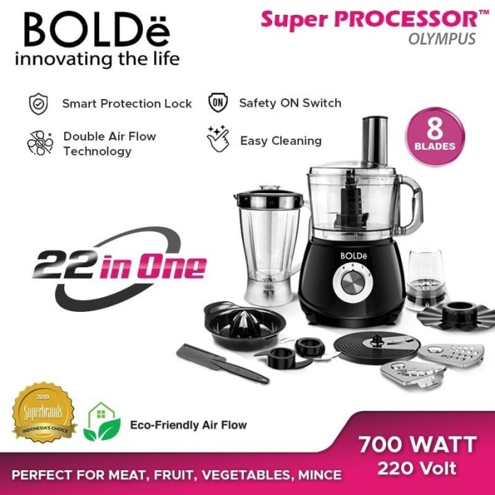 BOLDe Super Food Processor Olympus 8 Blades + 3 Plastic Jar TNG