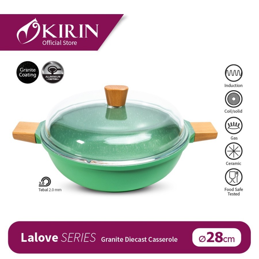 Kirin Casserole 28 cm Panci Anti Lengket - LALOVE SERIES