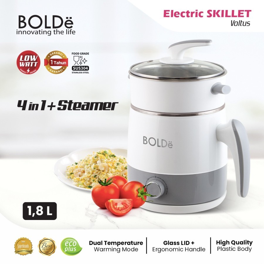 Bolde Electric Skillet Voltus Panci Masak Steamer Serbaguna 1,8 L
