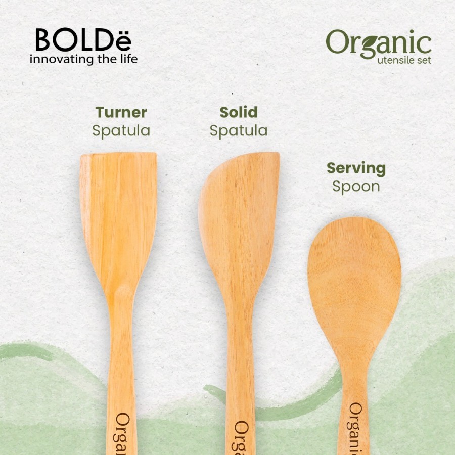 Bolde Organic Utensil Set 3 Pcs Wood Series utensil spatula bahan kayu