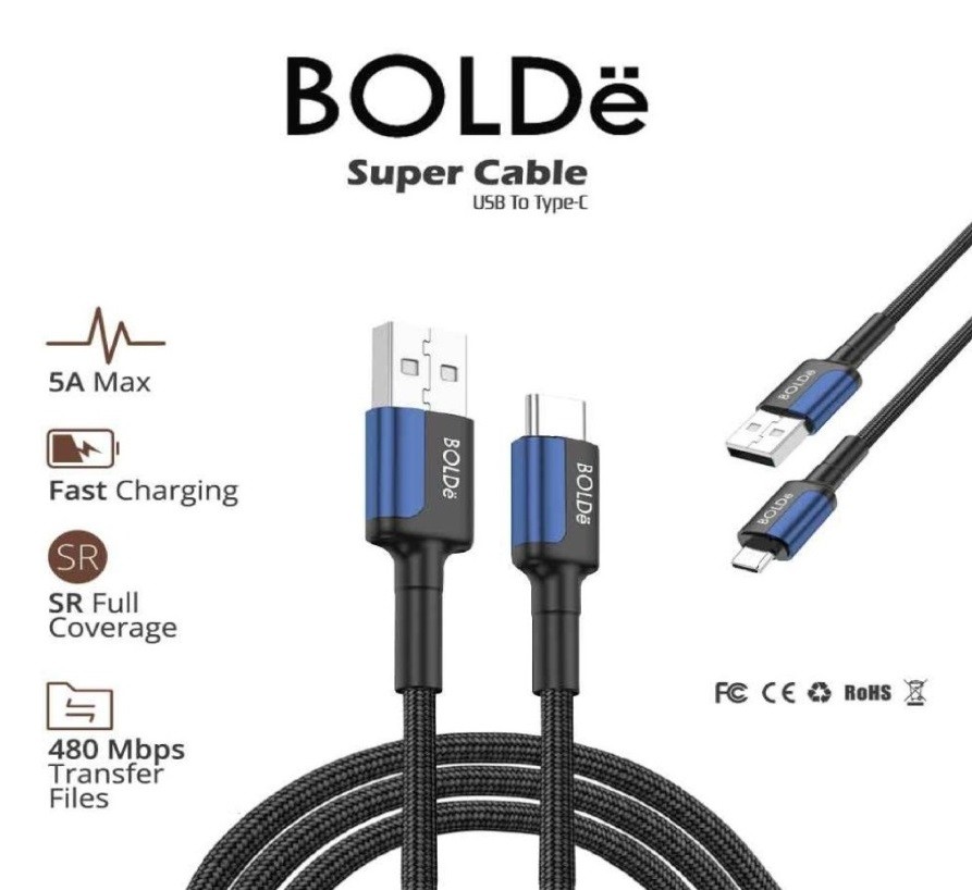 BOLDe Super Cable USB to USB C Kabel Charger - Biru