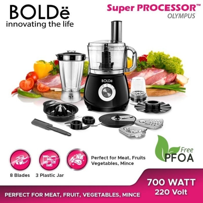 BOLDe Super Food Processor Olympus 8 Blades + 3 Plastic Jar TNG