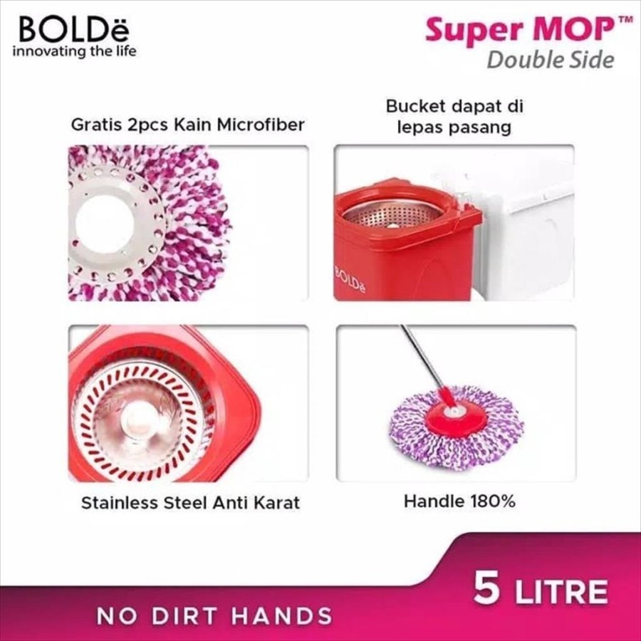 Bolde Super Mop Doubleside Stainless - Red White