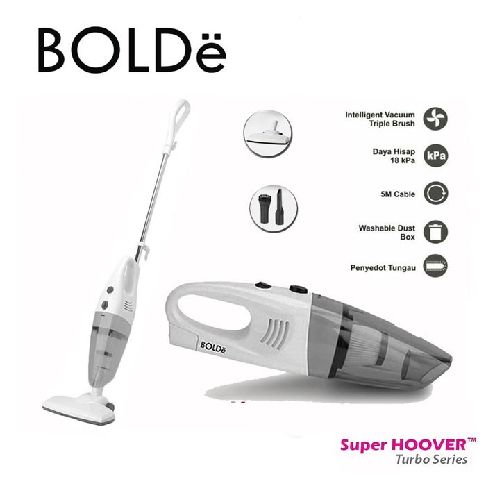 BOLDe Vacuum Cleaner Super Hoover Turbo 2 in 1 - Putih Abu Abu