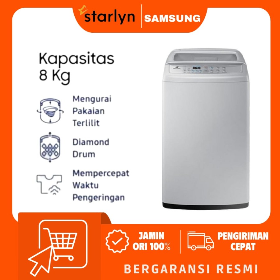 SAMSUNG Mesin Cuci 8kg Top Loading WA80H4000SW