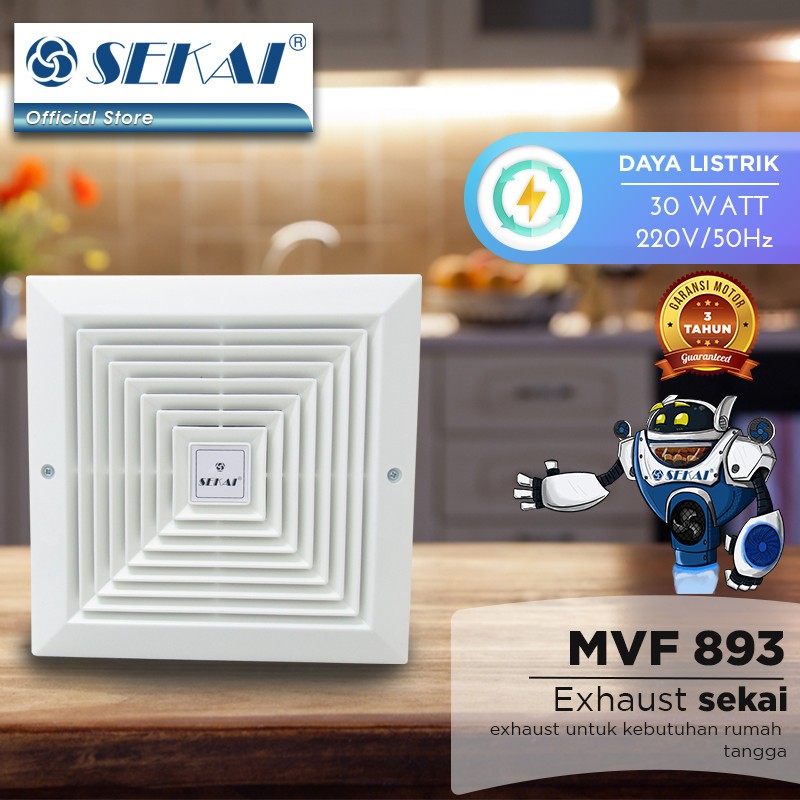 SEKAI Kipas Angin Dak Tipe Langit-Langit MVF893 Exhaust Plafon MVF 893