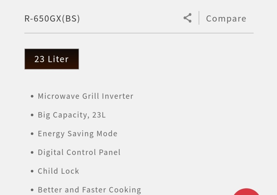 SHARP Microwave Grill Inverter Oven 23L R-650GX (BS)