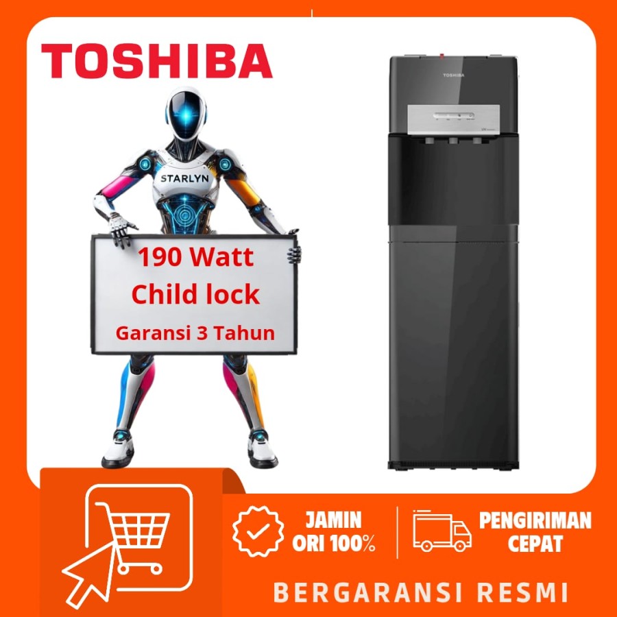 TOSHIBA Dispenser Galon Bawah + UV RWF-W2035UVBID(K) / RWFW 2035 UVBID