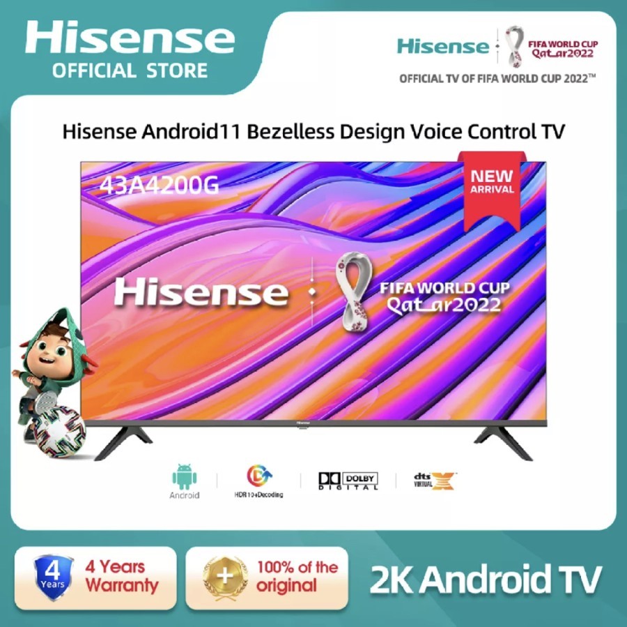 Hisense Android 11 TV 43 in Bezelless TV 43A4200 / 43 A4200