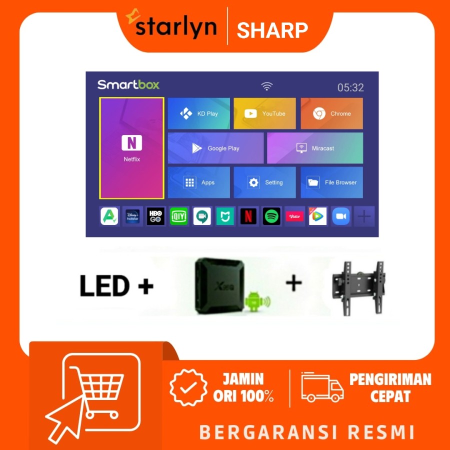 SHARP Aquos LED TV 42" Smart Android Box Versi 11 Ram 2GB 2T-C42BD1i