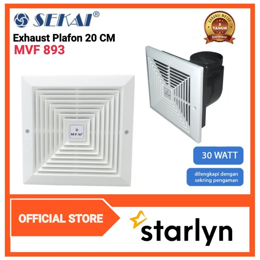 SEKAI Kipas Angin Dak Tipe Langit-Langit MVF893 Exhaust Plafon MVF 893