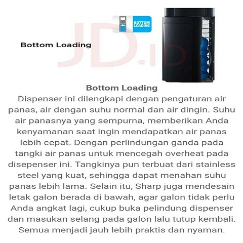 SHARP Dispenser Galon Bawah SWD-72EHL-BK / SWD-72EHL-WH SWD72EHL