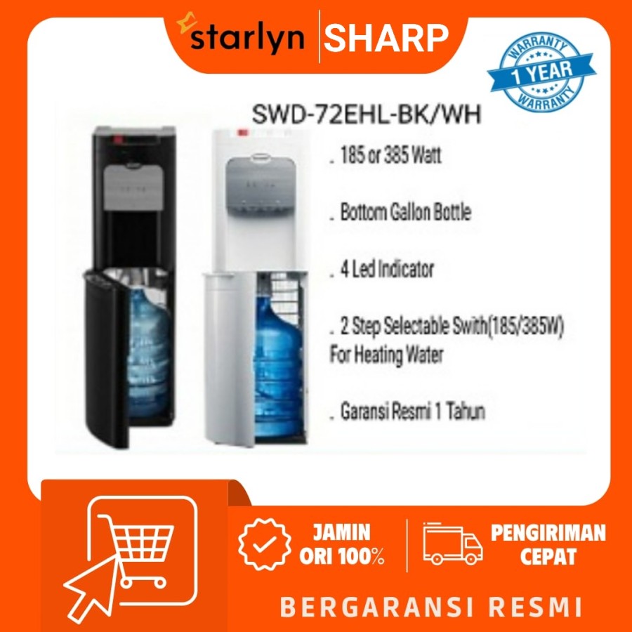 SHARP Dispenser Galon Bawah SWD-72EHL-BK / SWD-72EHL-WH SWD72EHL
