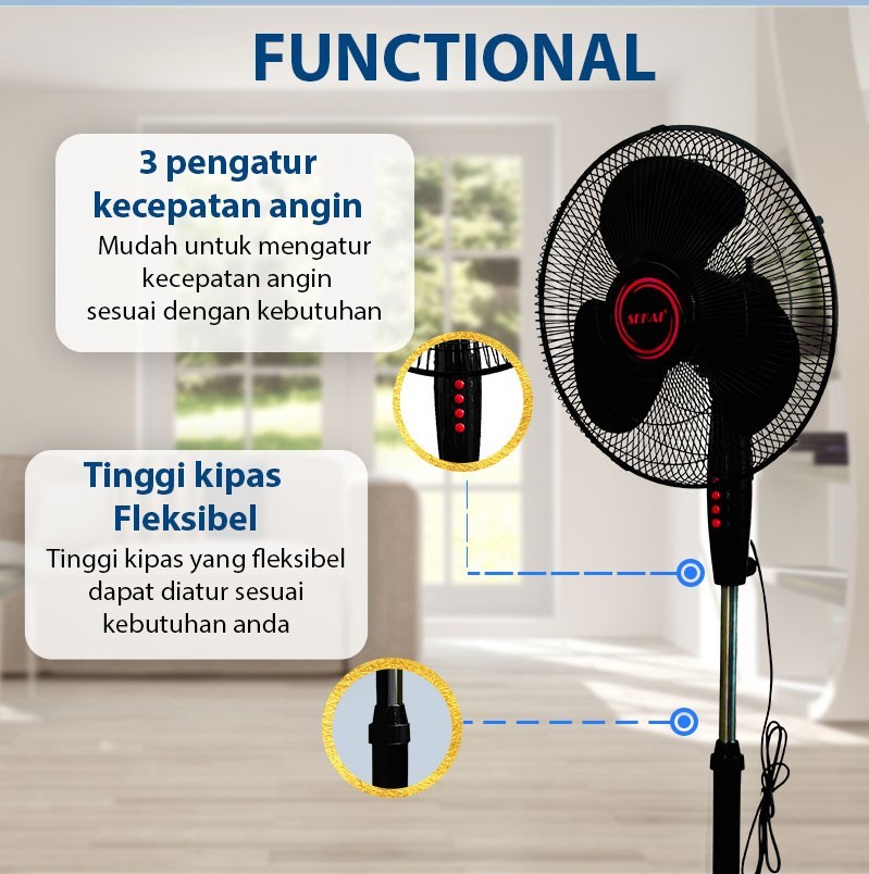 SEKAI Kipas Angin Tumpu 16 Inch SFN 1620 Stand Fan SFN1620