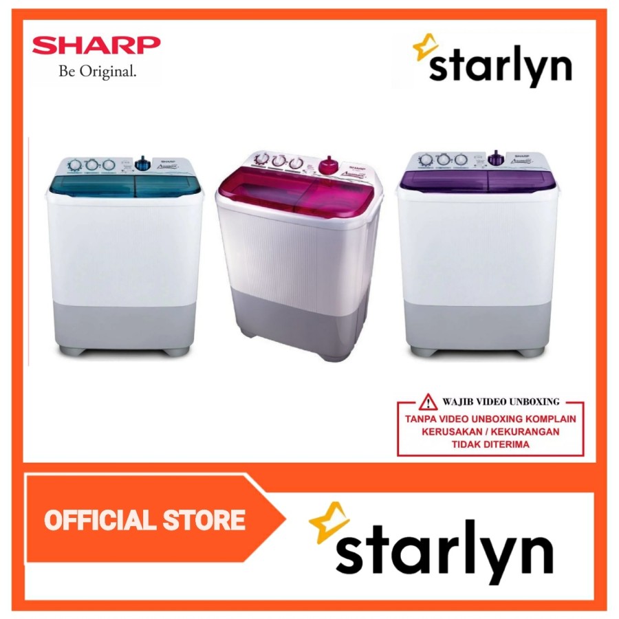 MESIN CUCI SHARP EST 95 CR 9 KG 2 TABUNG 95CR 9KG SUPER AQUAMAGIC