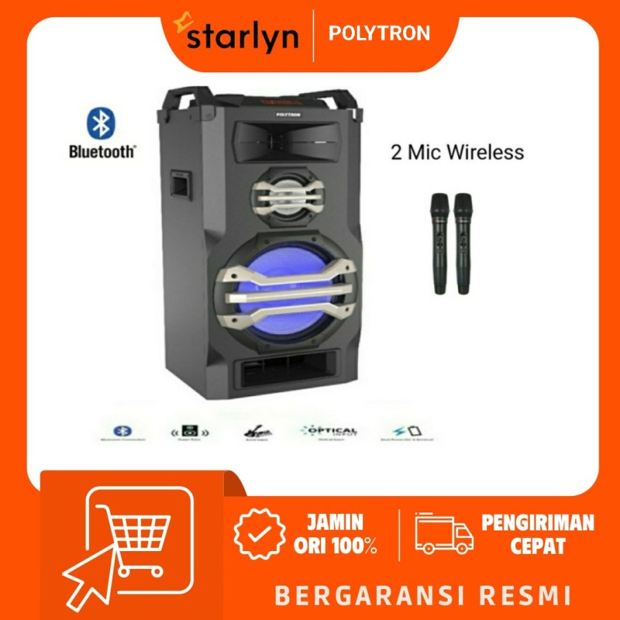 POLYTRON Portable Speaker Bluetooth + Mic Wireless 2pc PTS 12K15