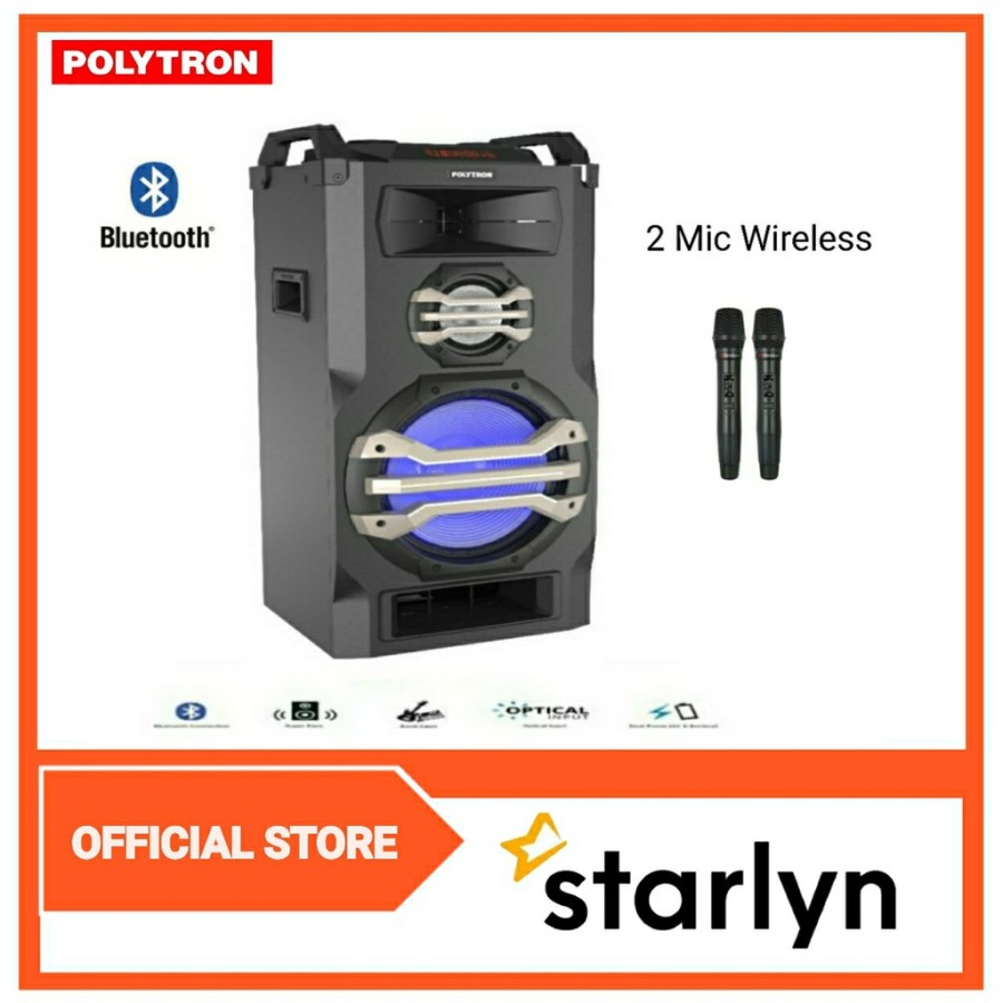 POLYTRON Portable Speaker Bluetooth + Mic Wireless 2pc PTS 12K15