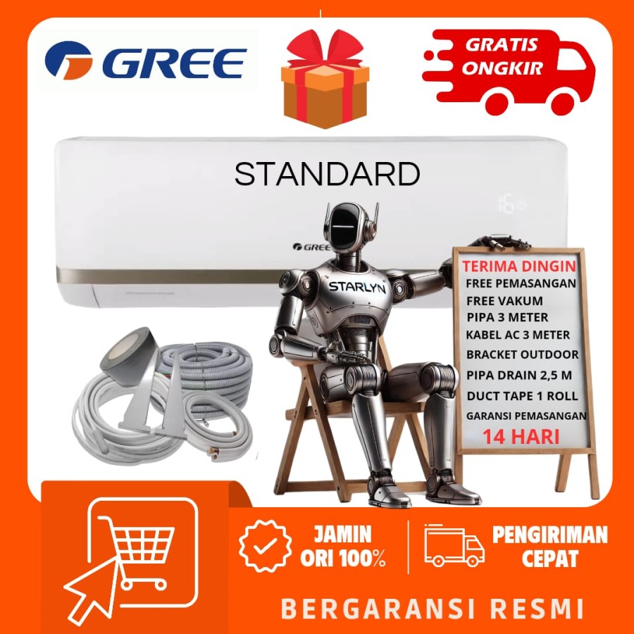 AC GREE 07MOO5S 3/4 PK GWC-07MOO5S AC Split 0.75 PK GWC07MOO5S + PASANG [ TERIMA DINGIN ]