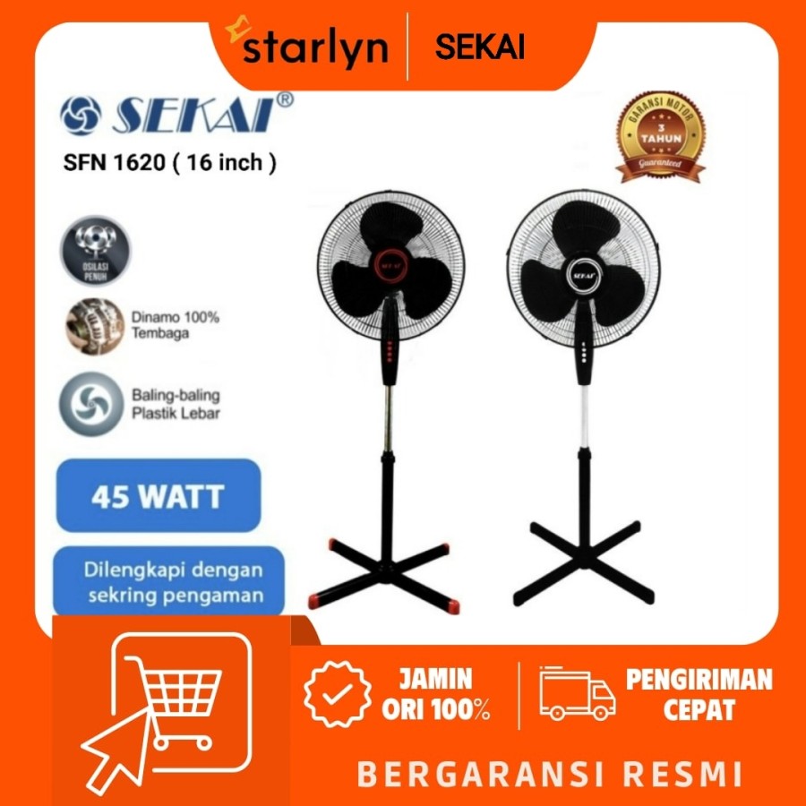 SEKAI Kipas Angin Tumpu 16 Inch SFN 1620 Stand Fan SFN1620