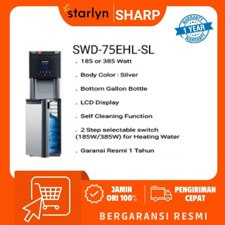 Sharp Dispenser Galon Bawah SWD-75EHL-SL / SWD75EHL / SWD75EHLSL