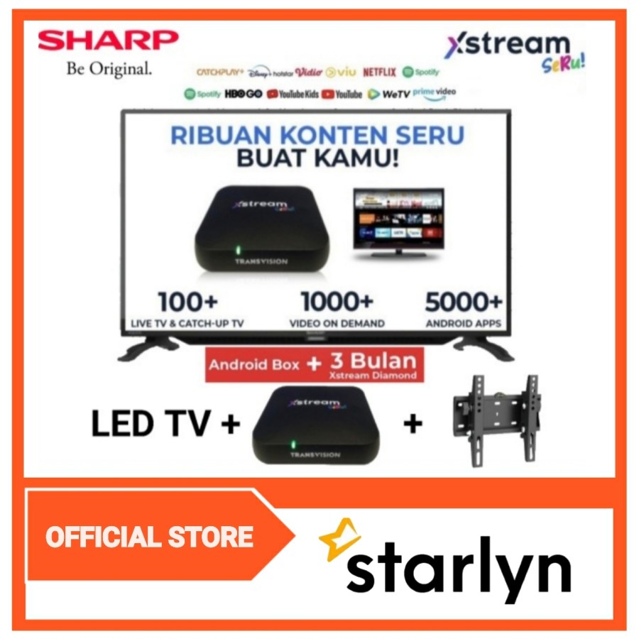SHARP Led Digital TV Smart Android Box Ram 2GB Tv 42 inch 2T-C42BD1i