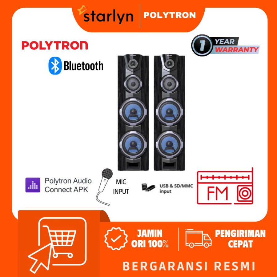 POLYTRON SPEAKER AUDIO PAS 8F22 PAS8F22 USB BLUETOOTH SUPER BASS