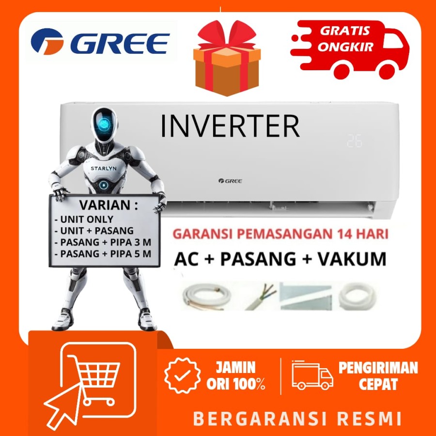 AC GREE 09F5S / 09 F5S AC Split 1 PK Inverter AC GWC-09F5S