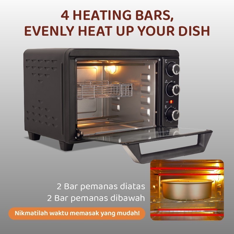 FLIFE OVEN LISTRIK OV-20HX01 KAPASITAS 20 LITER 4 ELEMEN PEMANAS