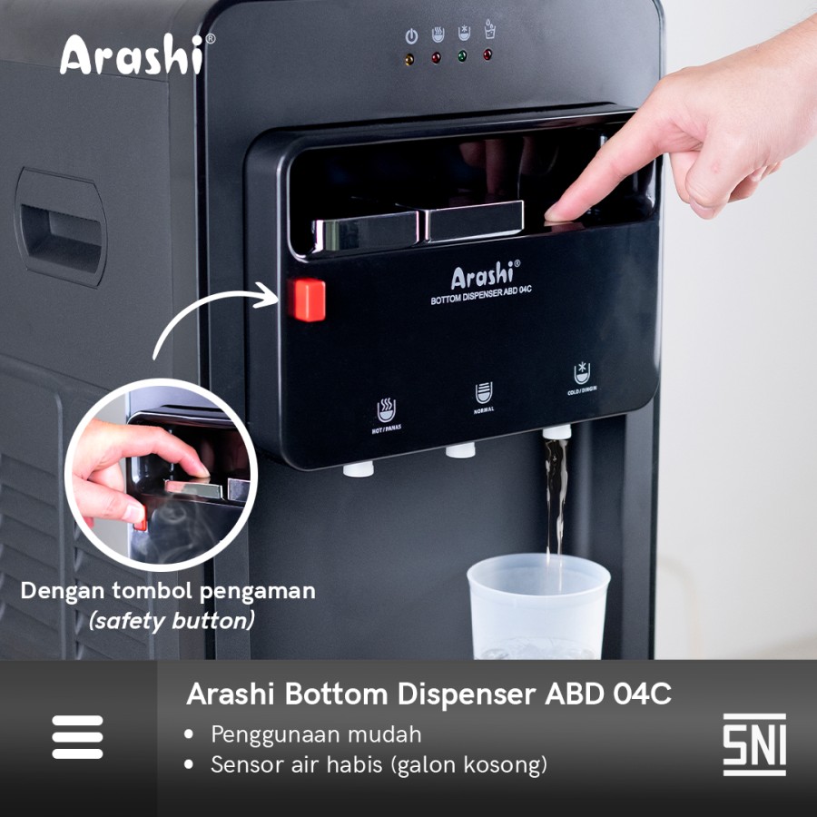 Dispenser Air Galon Bawah Arashi ABD 04C Water Dispeser 3 in 1