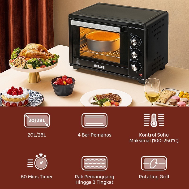 FLIFE OVEN LISTRIK OV-20HX01 KAPASITAS 20 LITER 4 ELEMEN PEMANAS