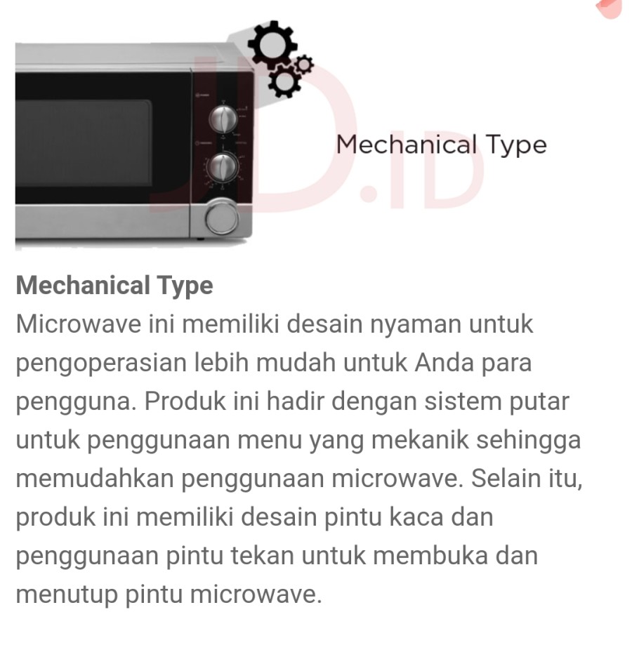Microwave Sharp R21D0 Straight Microwave Oven 23 Liter R-21D0(S)IN 