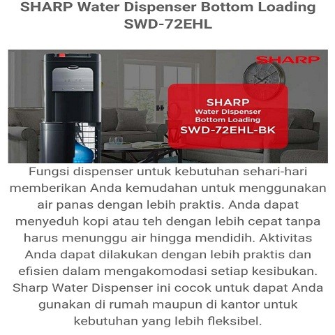 SHARP Dispenser Galon Bawah SWD-72EHL-BK / SWD-72EHL-WH SWD72EHL