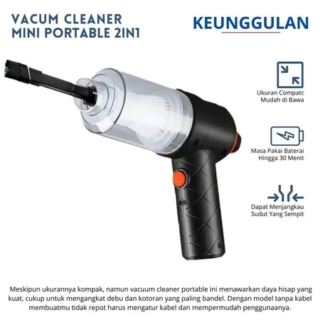 KAMJE Vacuum Cleaner Penyedot Debu Portable Rumah Mobil Mini USB 2in1 Tanpa Kabel Multifungsi
