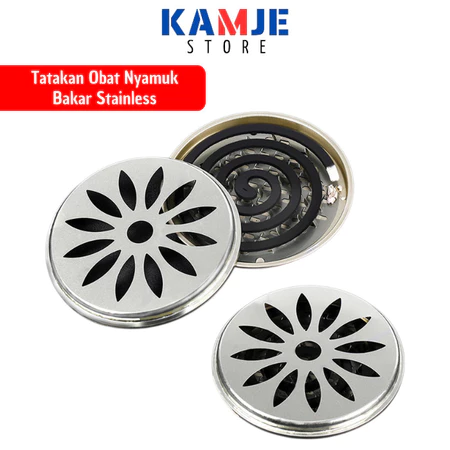 KAMJE Tatakan Alas Tempat Wadah Set Obat Nyamuk Bakar Stainless Steel