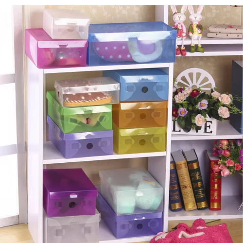 KAMJE Kotak Sepatu Transparan Tebal Serbaguna Shoes Box Tempat Penyimpanan Sandal