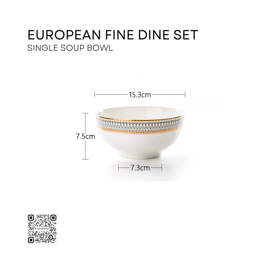 European Fine Dining Serving Bowl | Mangkuk dan piring motif European