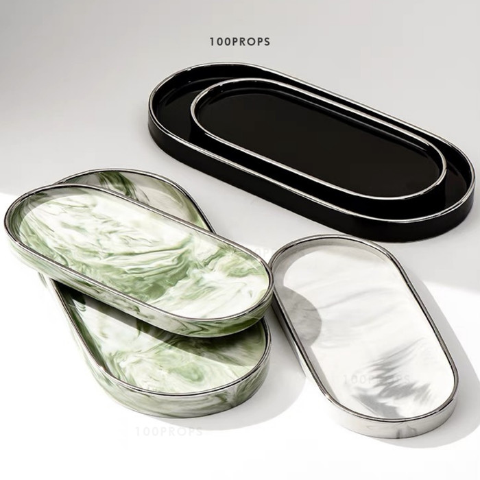 Keyla Marble Tray Ceramic Organizer 
