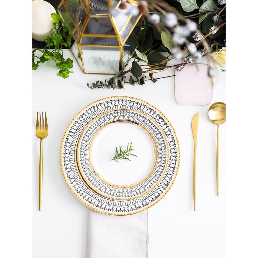 Fine Dining European Set / Dinner set with gold rim/ Set Piring