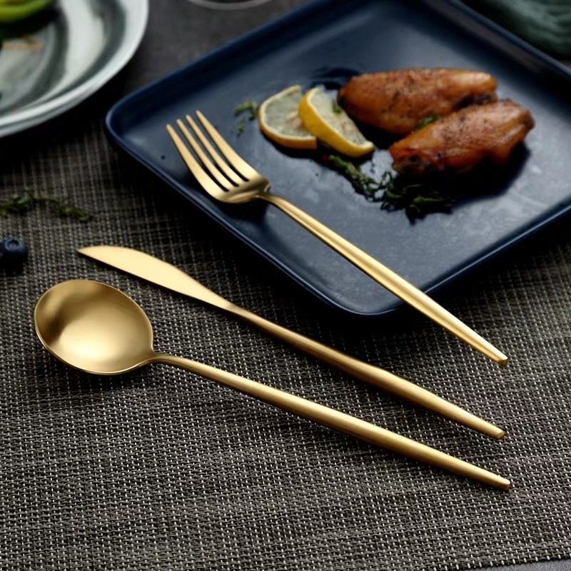 Set of 4 Gold Stainless Cutlery|Sendok Garpu Pisau|Spoon|Fork|Makan