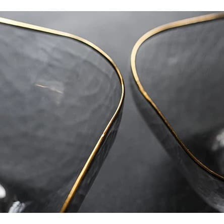 Clear Square Bowl with Gold Rim/Mangkok Kaca Gold Rim 