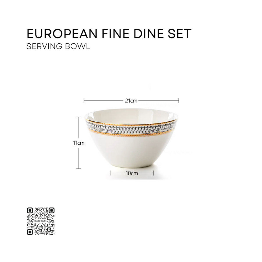 European Fine Dining Serving Bowl | Mangkuk dan piring motif European