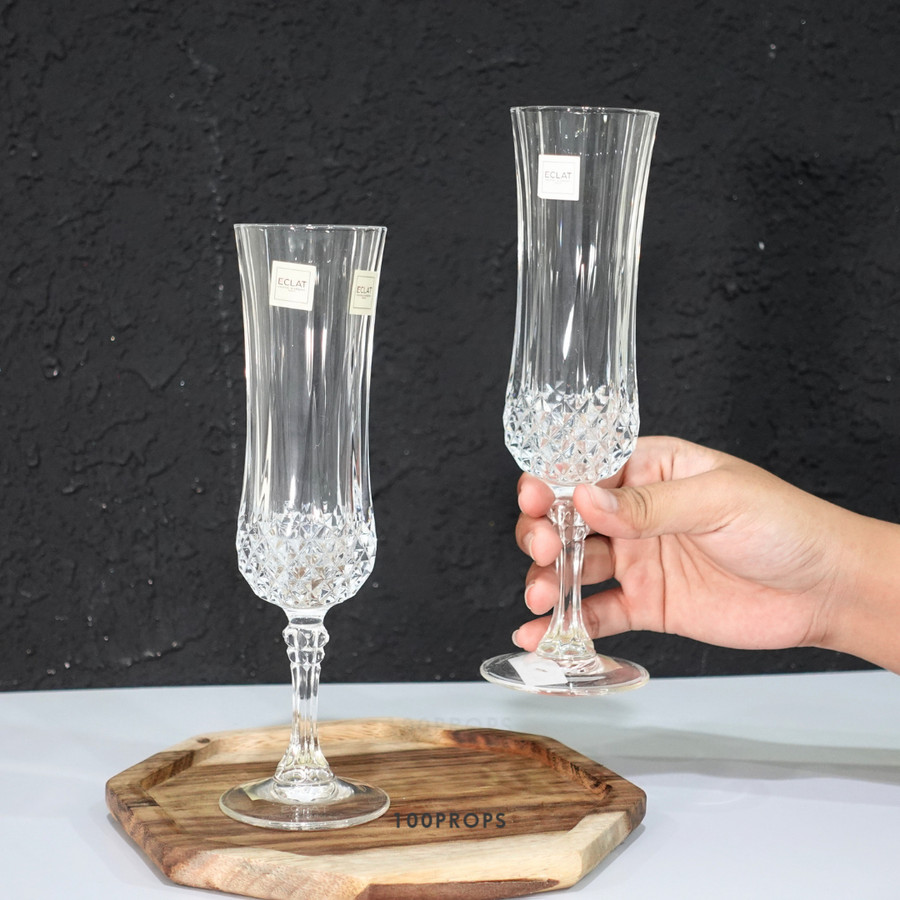 Long Champ Semi Crystal Champagne | Gelas Kristal | Gelas Pesta Cantik