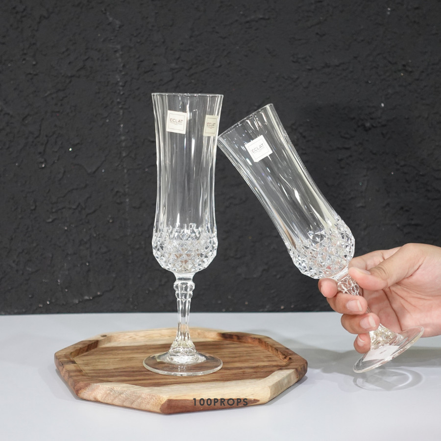 Long Champ Semi Crystal Champagne | Gelas Kristal | Gelas Pesta Cantik