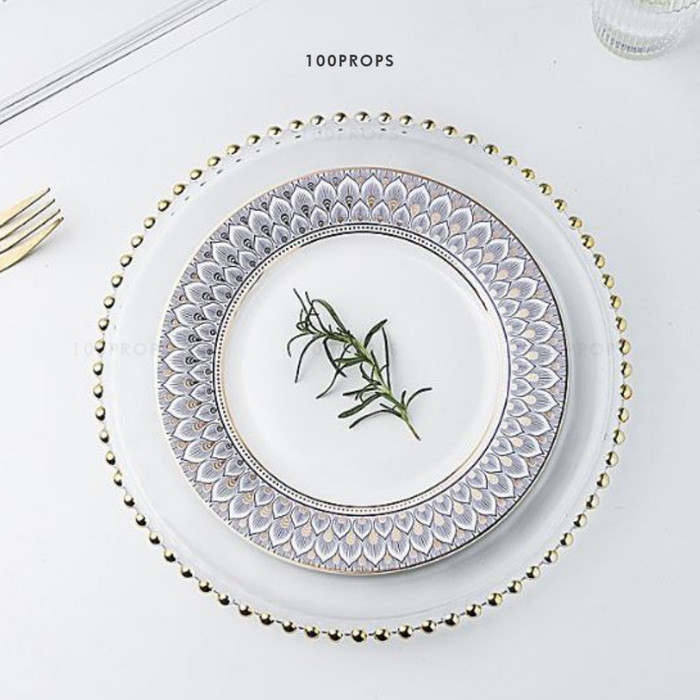 Gold Pearl Banquet Glass Plate