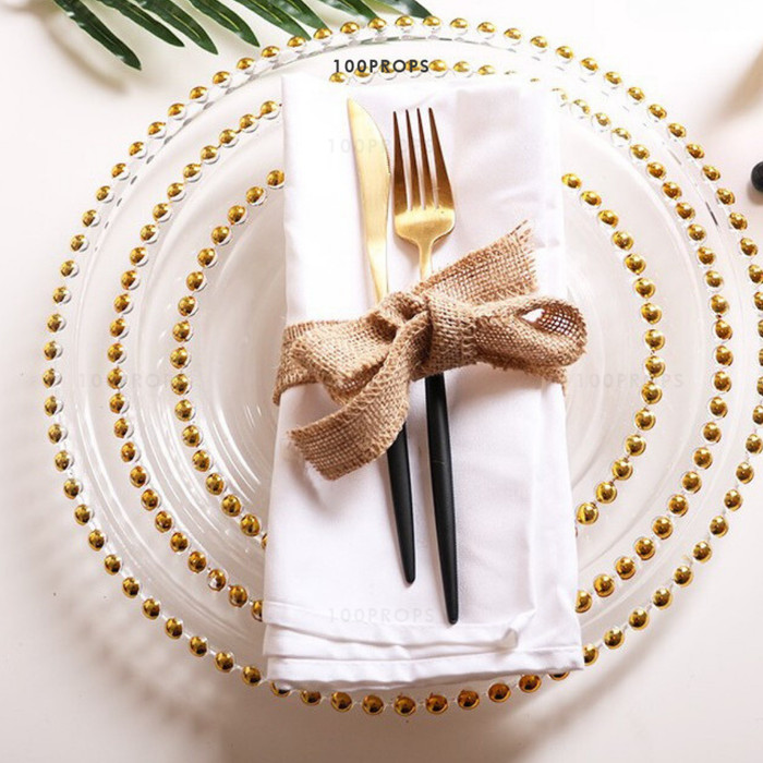 Gold Pearl Banquet Glass Plate