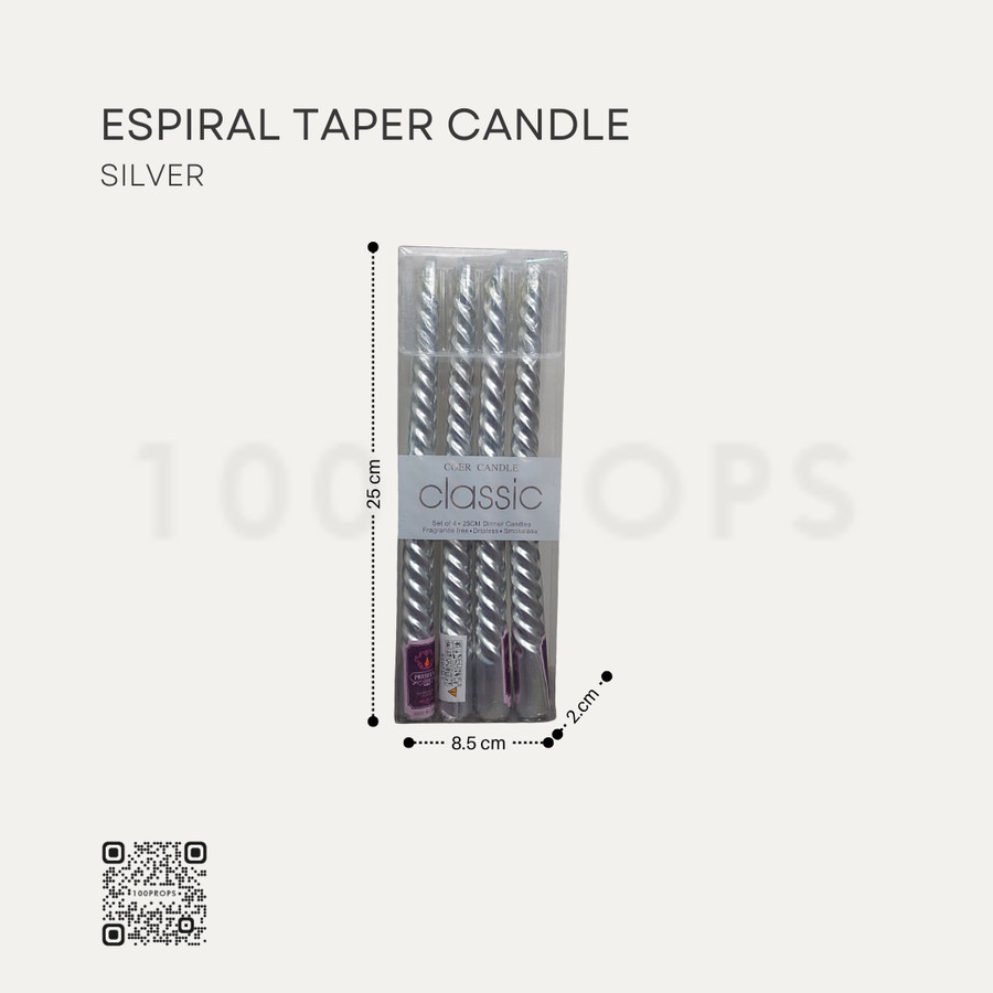 Espiral Taper Candle Set of 4 | Refill Lilin Dekorasi isi 4pcs 